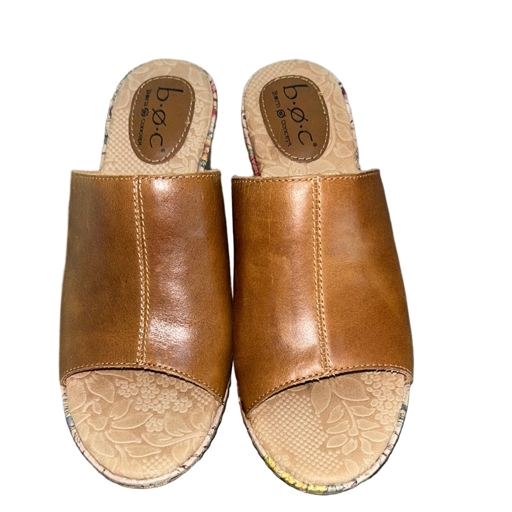 b.o.c.: Brown Leather Wedges: Size 8